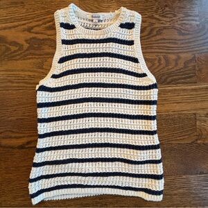 Madewell Navy and White Striped Sweater Tank Top